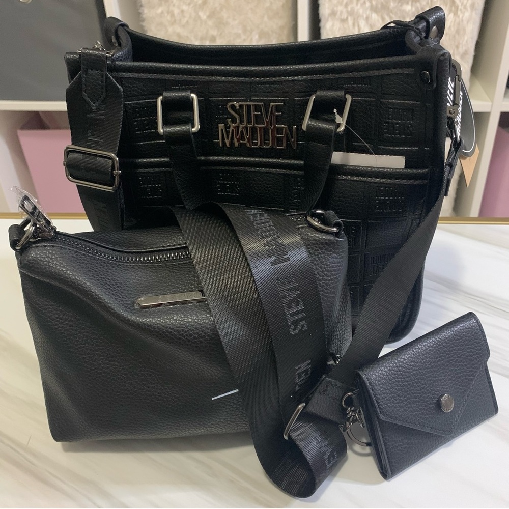 NWT! Steve Madden Black Mini BSidra Crossbody W/Card Holder/Pouch